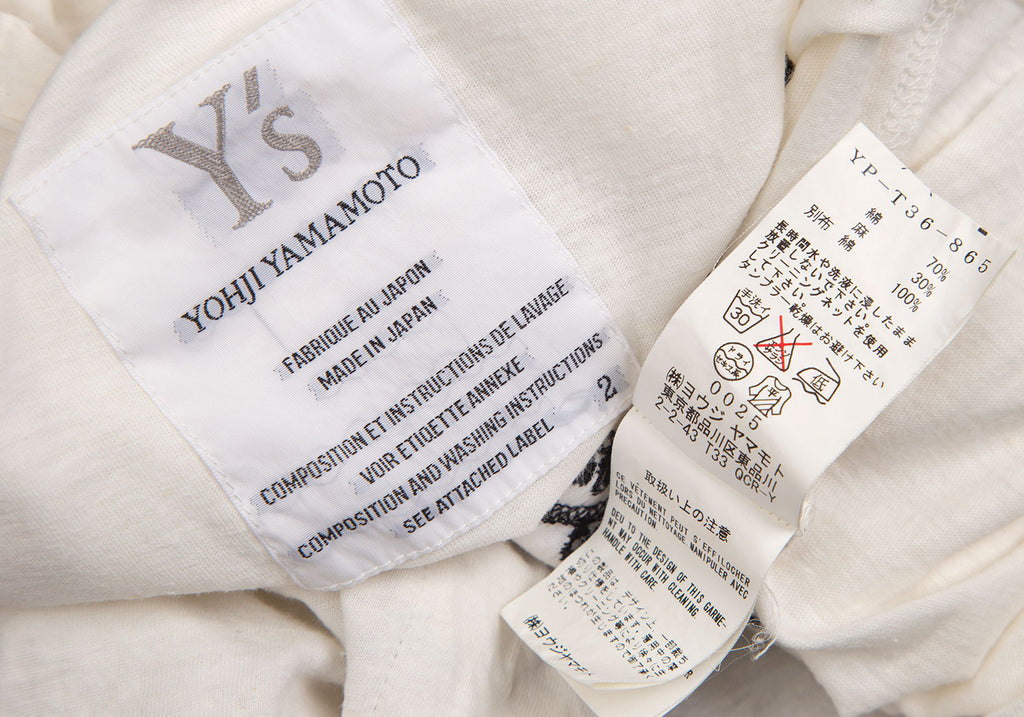 YOHJI YAMAMOTO JAPAN. Y's Inside-out embroidery White Sleeveless Top