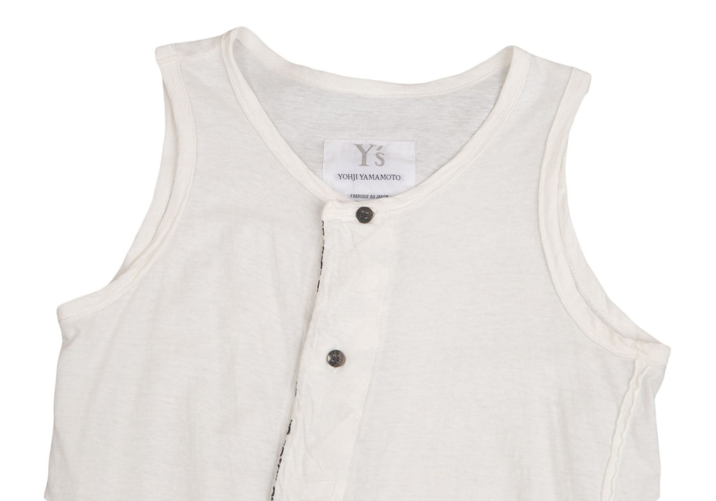 YOHJI YAMAMOTO JAPAN. Y's Inside-out embroidery White Sleeveless Top
