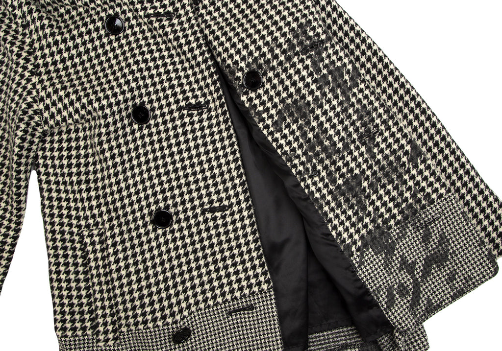 LIMI Feu (Yohji Yamamoto) Japan. Black, White Acrylic Wool Houndtooth Printed Footed Jacket