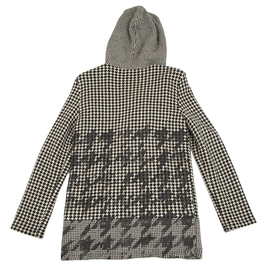 LIMI Feu (Yohji Yamamoto) Japan. Black, White Acrylic Wool Houndtooth Printed Footed Jacket