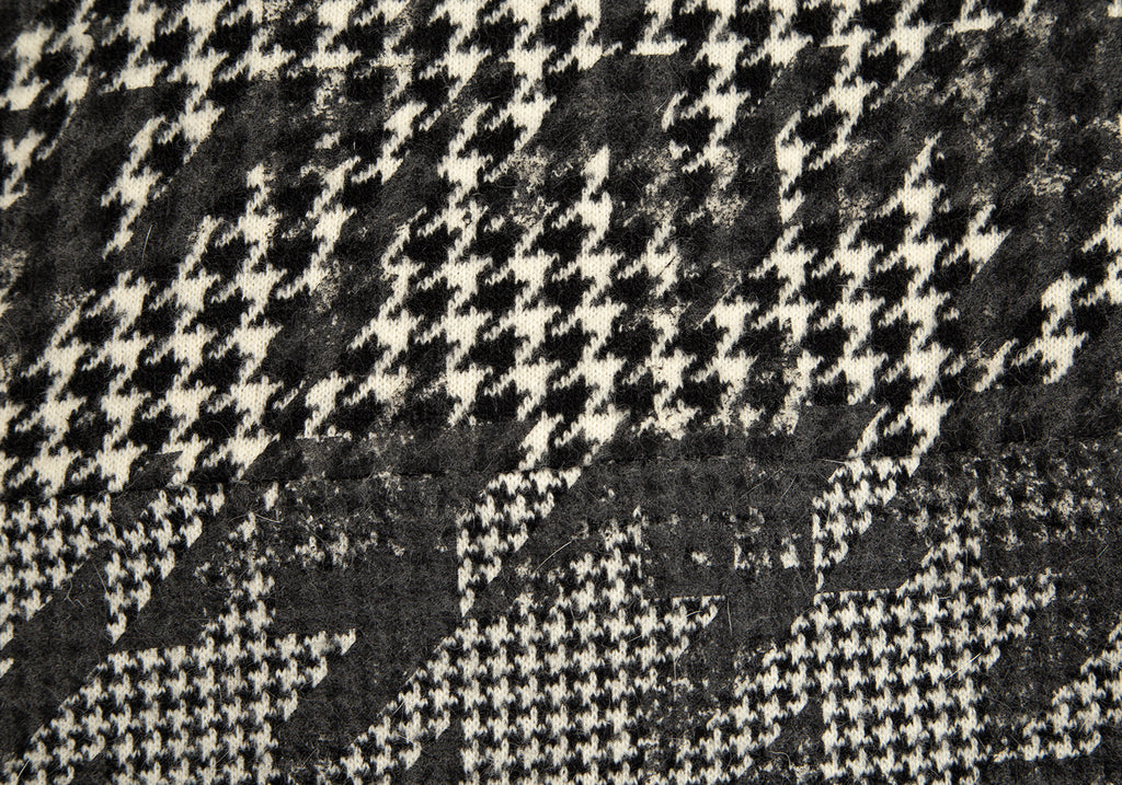 LIMI Feu (Yohji Yamamoto) Japan. Black, White Acrylic Wool Houndtooth Printed Footed Jacket