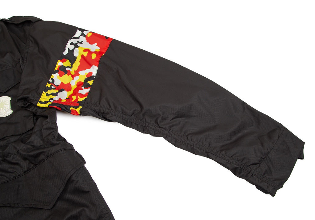 MIHARA YASUHIRO×GIANT KILLING JAPAN. Unisex Black Lining Camouflage Hooded Blouson Coat