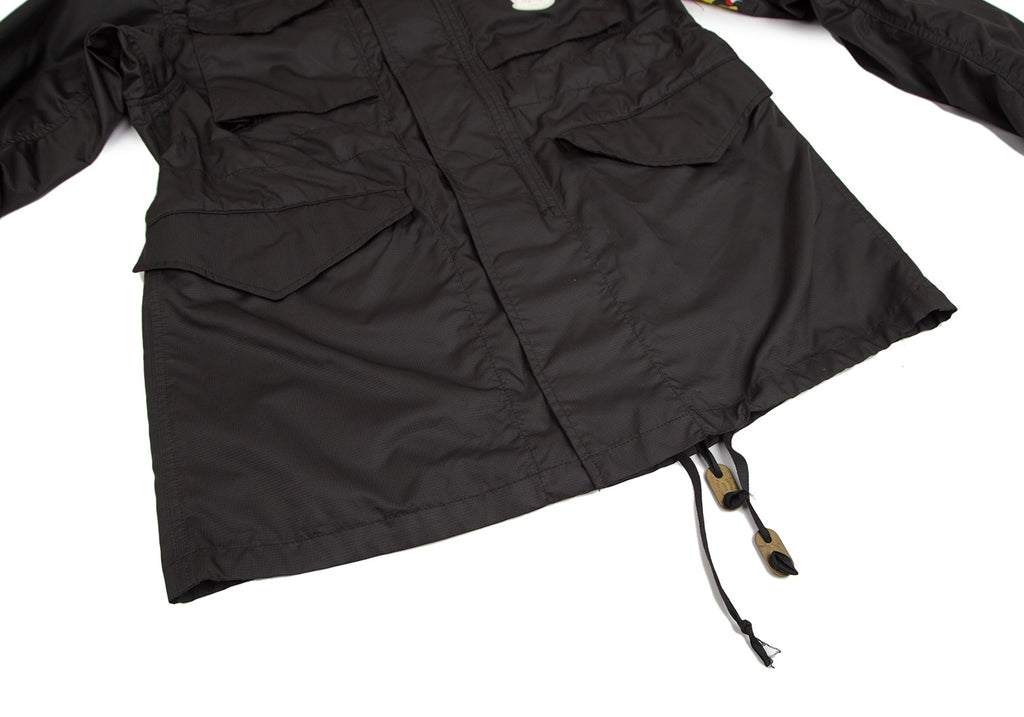 MIHARA YASUHIRO×GIANT KILLING JAPAN. Unisex Black Lining Camouflage Hooded Blouson Coat