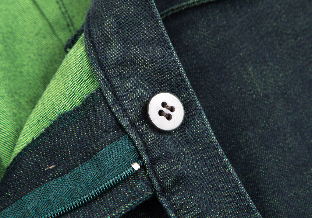 ROMEO GIGLI ITALY. Navy, Green Accents Stretched Flare Pants