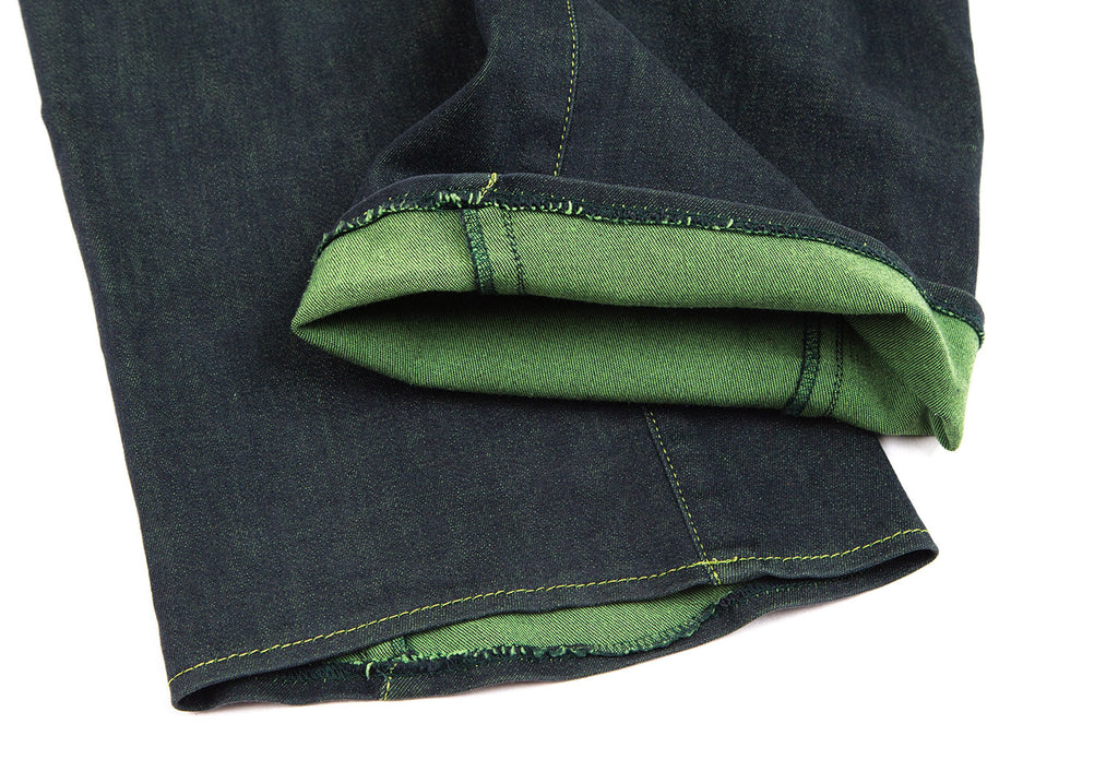 ROMEO GIGLI ITALY. Navy, Green Accents Stretched Flare Pants