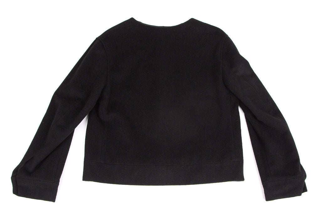 Yohji Yamamoto Japan. NOIR. Black Angora Blended Wool Hidden Buttons Jacket