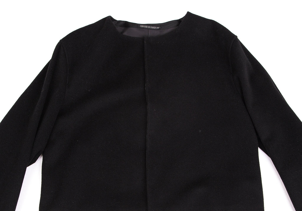 Yohji Yamamoto Japan. NOIR. Black Angora Blended Wool Hidden Buttons Jacket