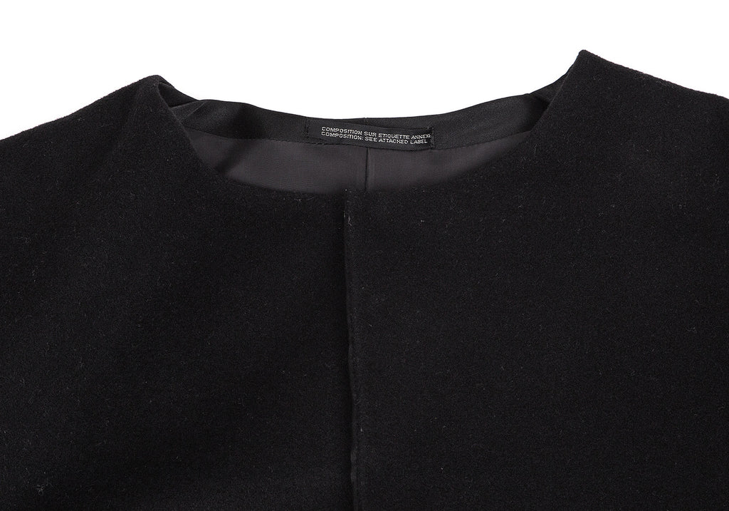 Yohji Yamamoto Japan. NOIR. Black Angora Blended Wool Hidden Buttons Jacket