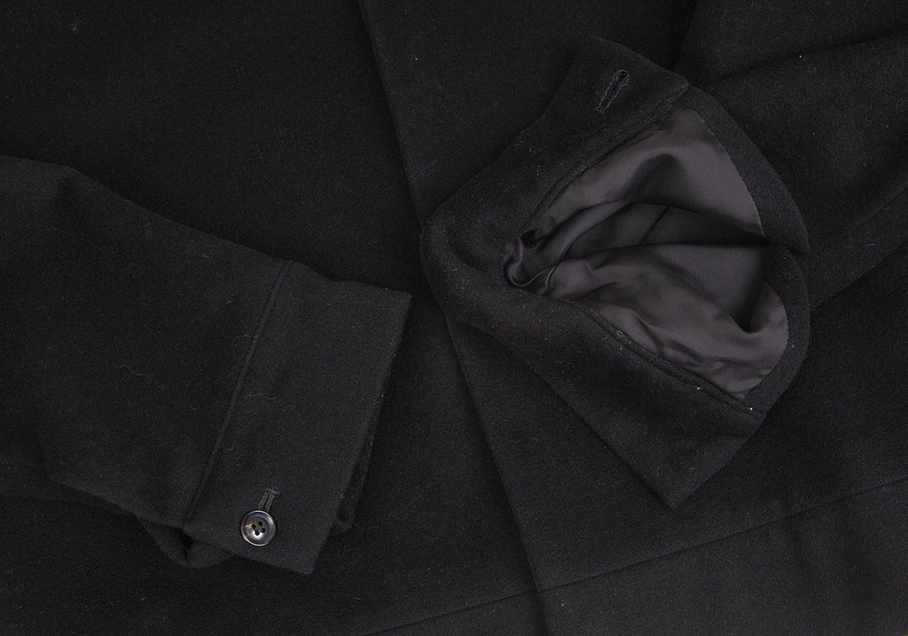 Yohji Yamamoto Japan. NOIR. Black Angora Blended Wool Hidden Buttons Jacket
