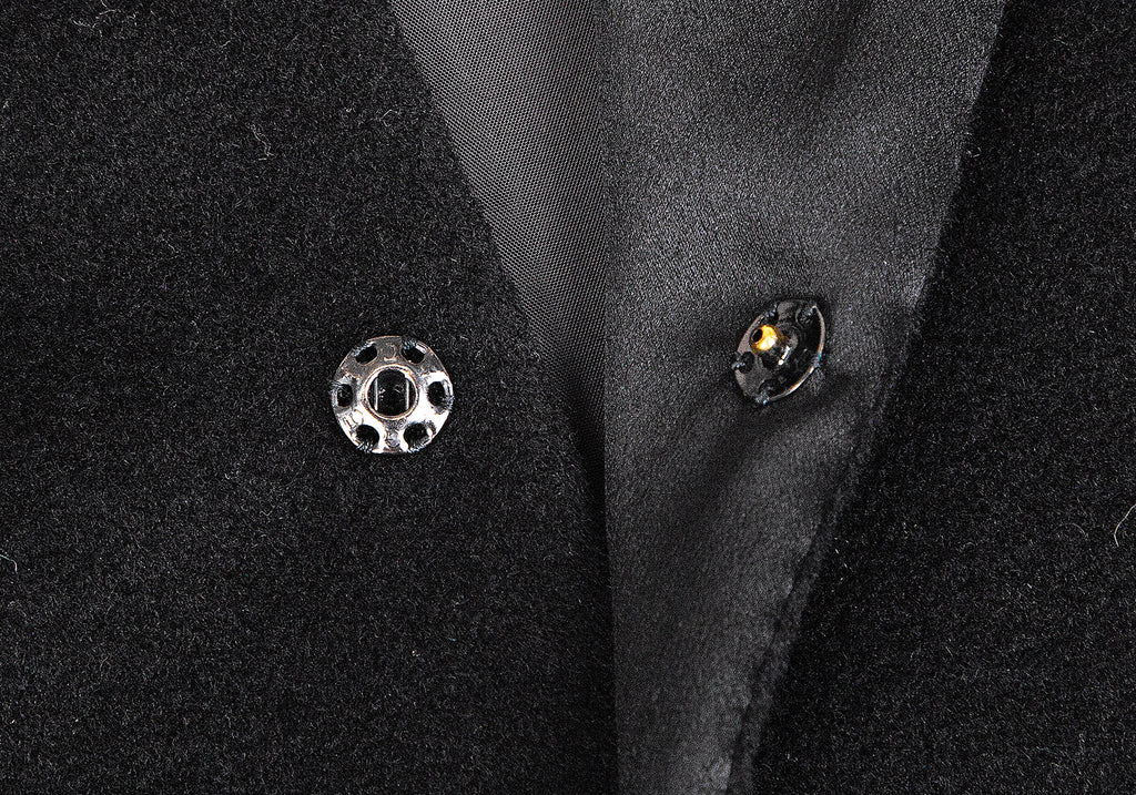 Yohji Yamamoto Japan. NOIR. Black Angora Blended Wool Hidden Buttons Jacket