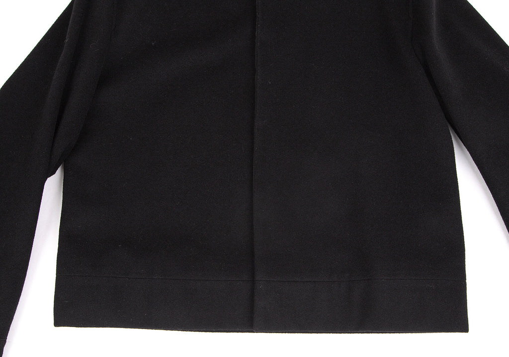 Yohji Yamamoto Japan. NOIR. Black Angora Blended Wool Hidden Buttons Jacket