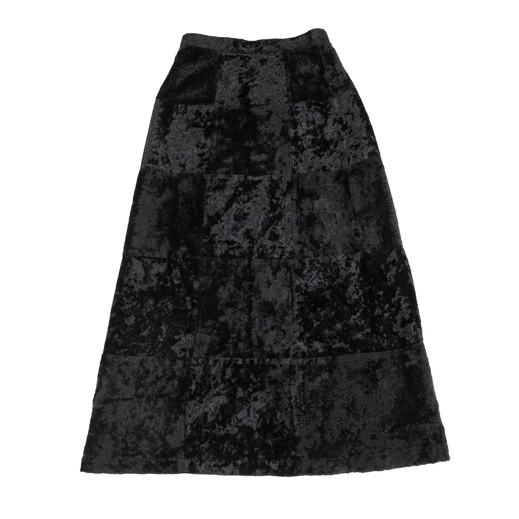 COMME des GARCONS JAPAN. TRICOT. Black Velour Switching Pattern Skirt