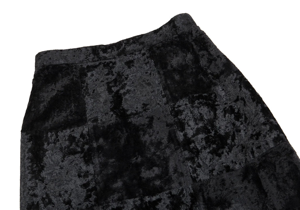 COMME des GARCONS JAPAN. TRICOT. Black Velour Switching Pattern Skirt