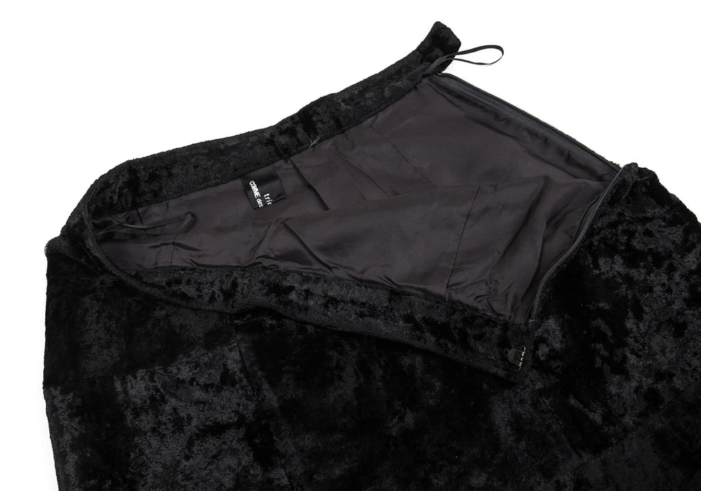 COMME des GARCONS JAPAN. TRICOT. Black Velour Switching Pattern Skirt