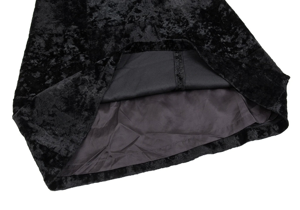 COMME des GARCONS JAPAN. TRICOT. Black Velour Switching Pattern Skirt