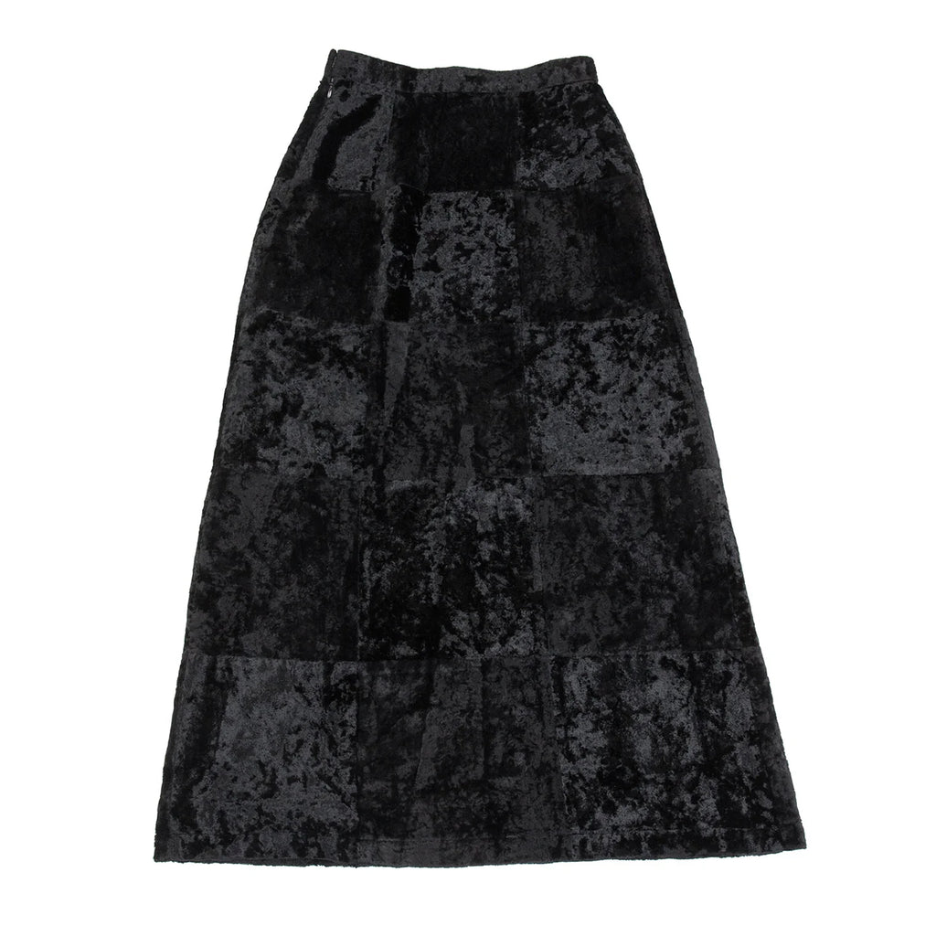 COMME des GARCONS JAPAN. TRICOT. Black Velour Switching Pattern Skirt