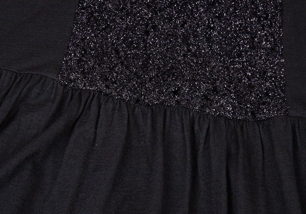 Comme des Garcons Japan. Tricot. Black Front Glitter Design Long Dress