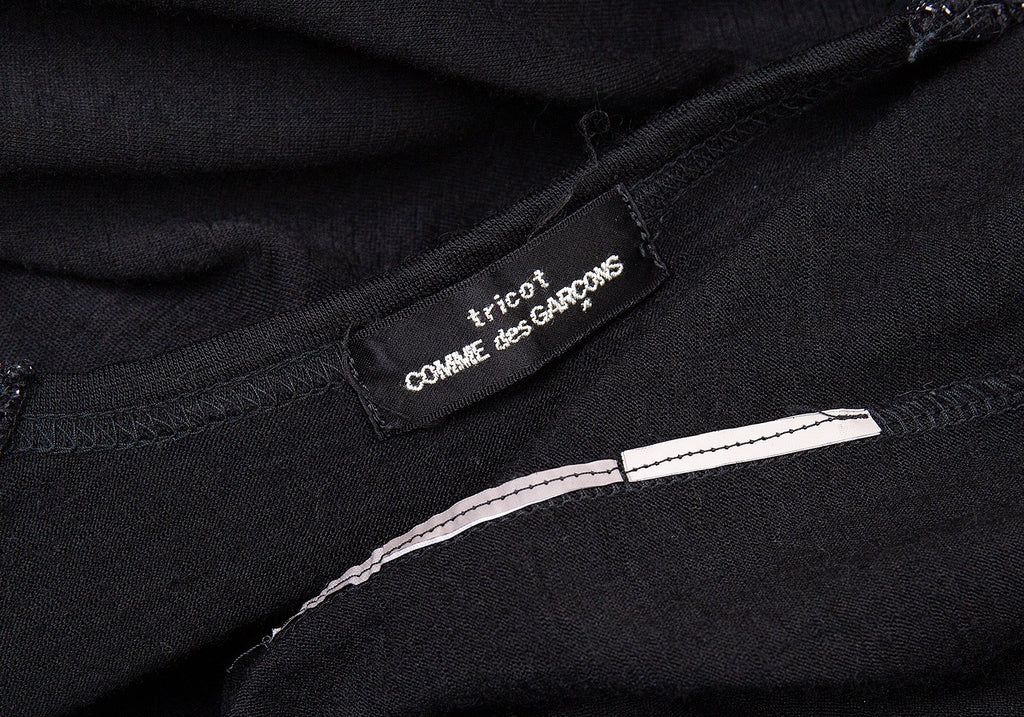 Comme des Garcons Japan. Tricot. Black Front Glitter Design Long Dress