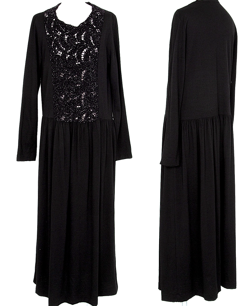 Comme des Garcons Japan. Tricot. Black Front Glitter Design Long Dress