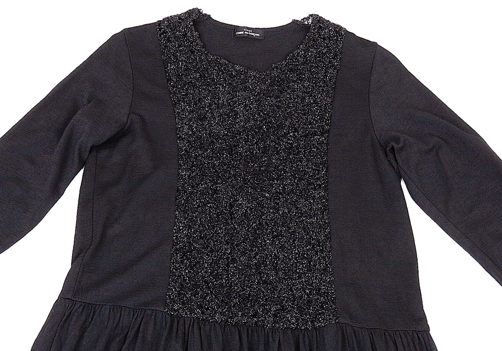 Comme des Garcons Japan. Tricot. Black Front Glitter Design Long Dress