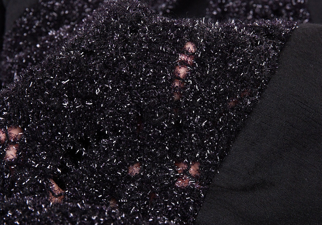 Comme des Garcons Japan. Tricot. Black Front Glitter Design Long Dress