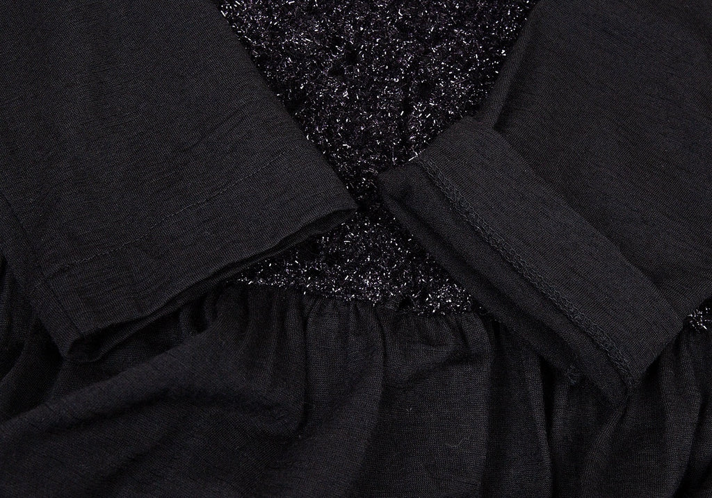 Comme des Garcons Japan. Tricot. Black Front Glitter Design Long Dress