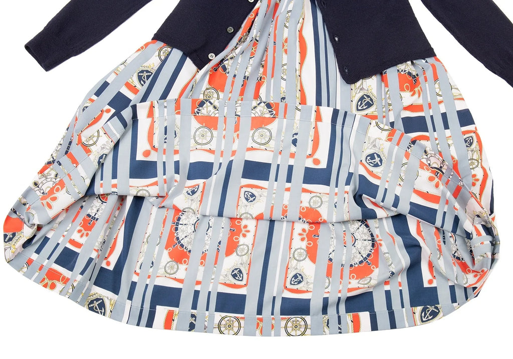 COMME des GARCONS COMME des GARCONS JAPAN. Navy/Grey Docking Dress Navy