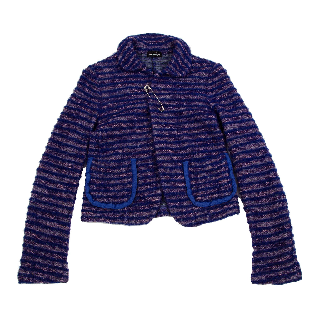 COMME des GARCONS JAPAN. TRICOT. Blue, Purple Dyed Stripe Loop Knit Jacket