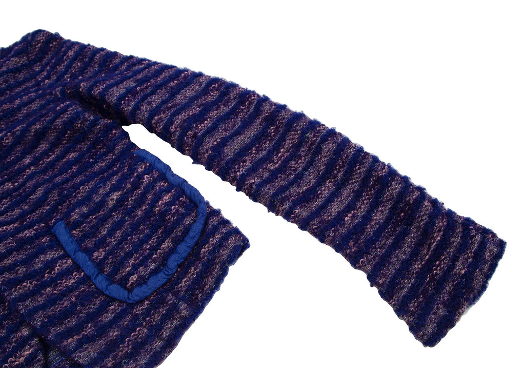 COMME des GARCONS JAPAN. TRICOT. Blue, Purple Dyed Stripe Loop Knit Jacket