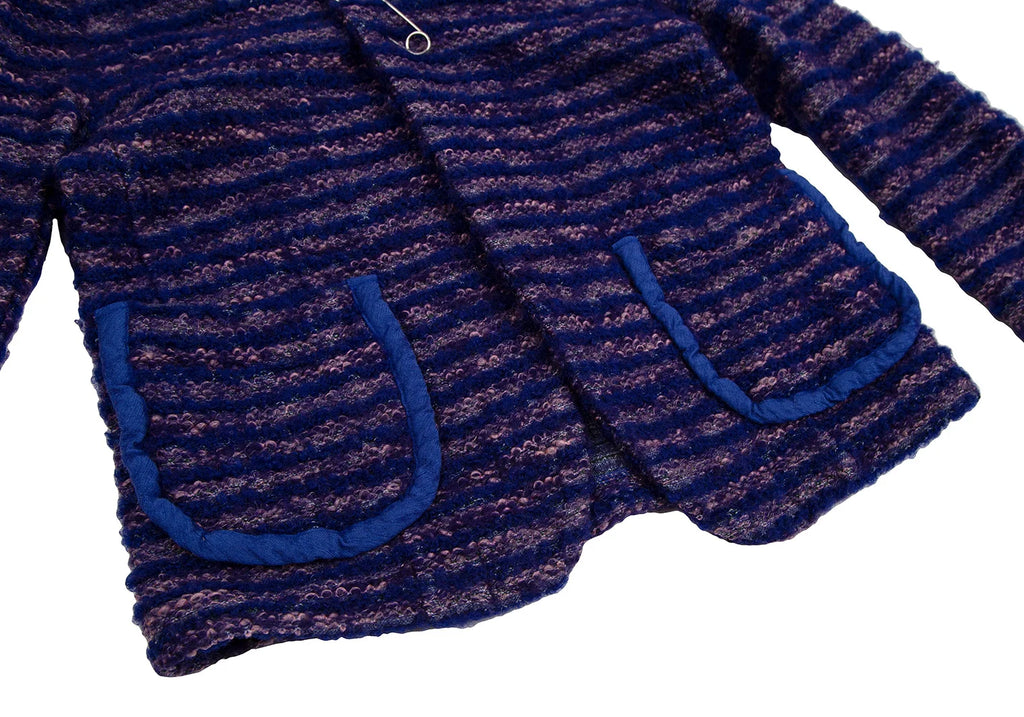 COMME des GARCONS JAPAN. TRICOT. Blue, Purple Dyed Stripe Loop Knit Jacket
