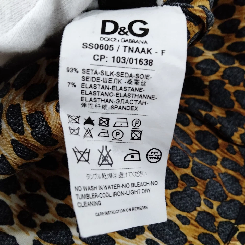 DOLCE & GABBANA ITALY. D&G. Animal Print Silk Polyurethane Top