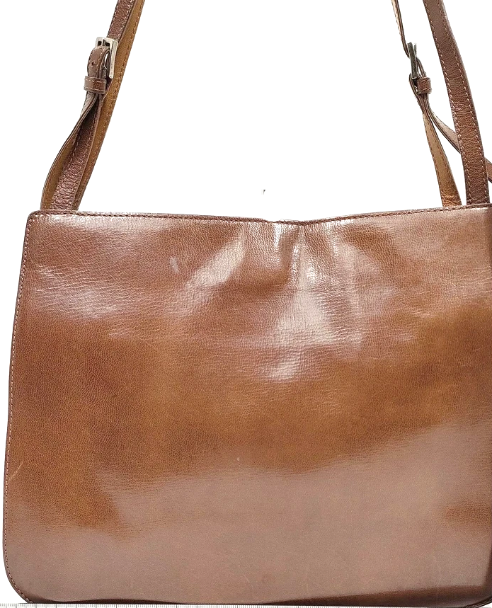 Bottega Veneta Italy. Vintage Beige, Brown, Khaki Leather Stripes Rare Shoulder Bag