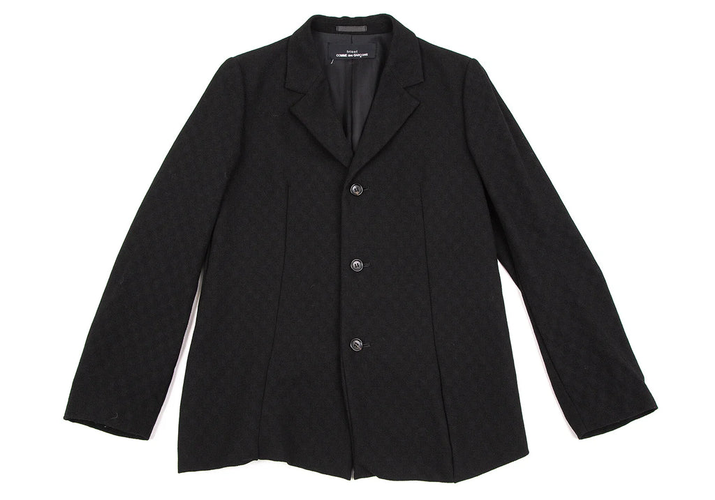 COMME des GARCONS JAPAN. TRICOT. Black Wool Jacquard Jacket