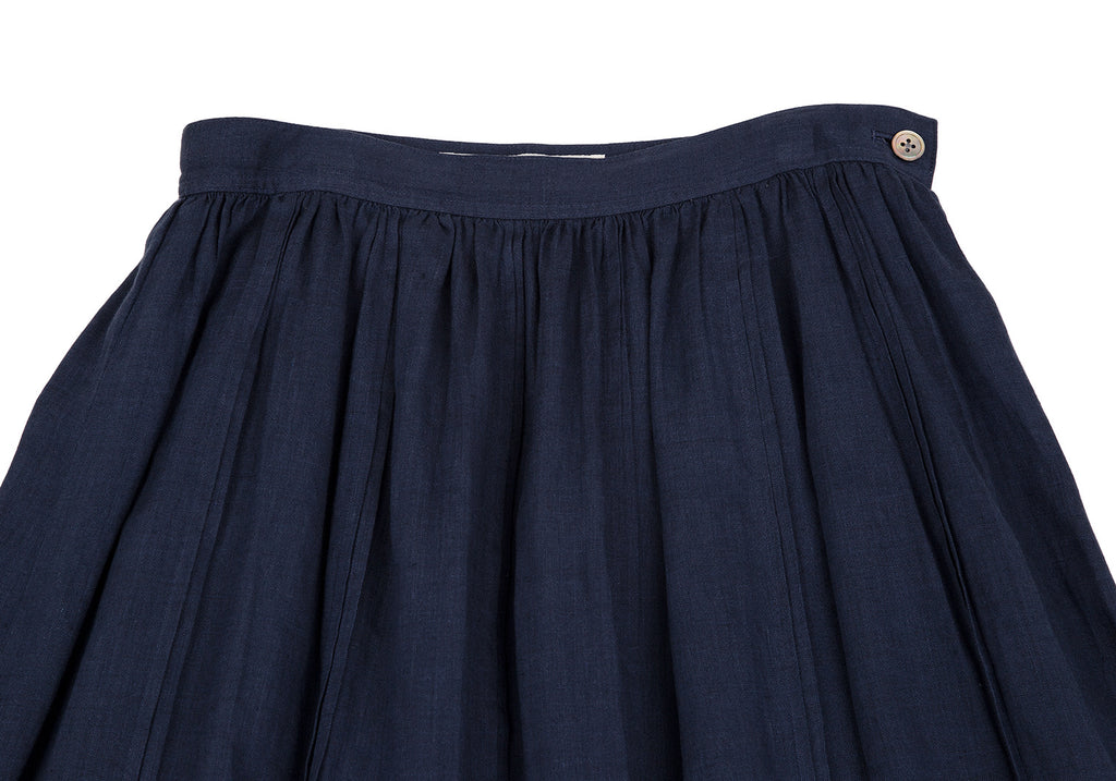Mademoiselle NON NON JAPAN. Navy Linen Pleats Skirt