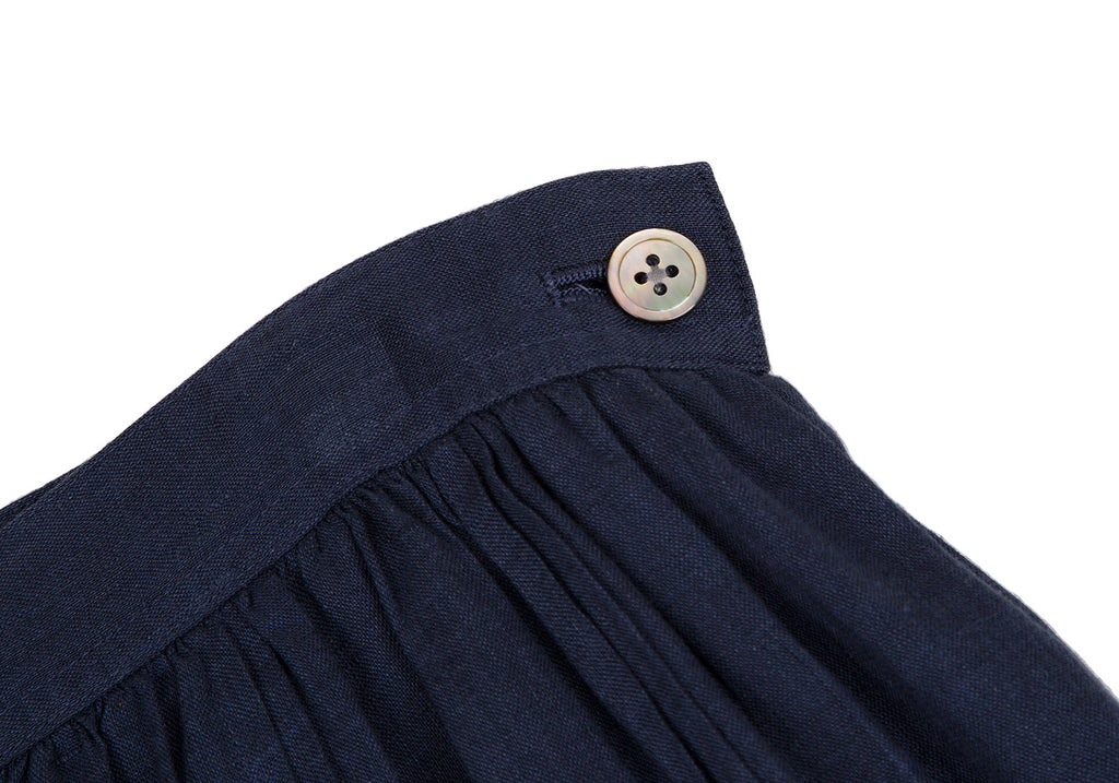 Mademoiselle NON NON JAPAN. Navy Linen Pleats Skirt