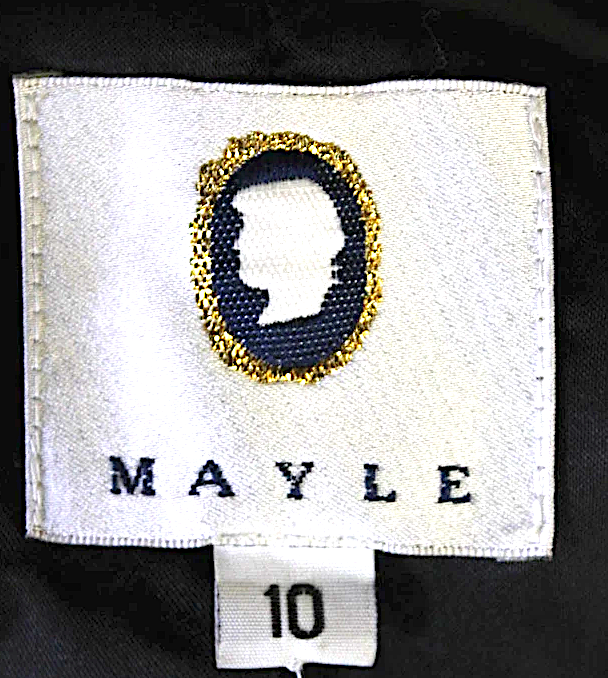 Mayle New York. Black Wool Buttoned Long Sleeve Mid Length Trench Coat