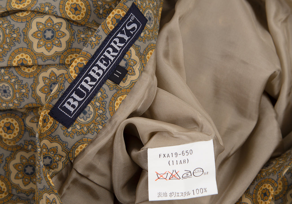 Burberry Khaki/Grey Damask Printed Fly Front Skirt