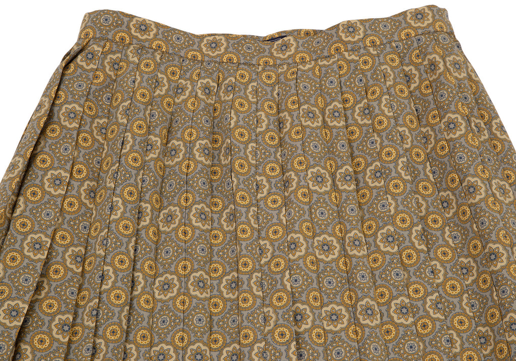 Burberry Khaki/Grey Damask Printed Fly Front Skirt