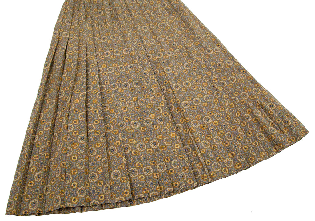 Burberry Khaki/Grey Damask Printed Fly Front Skirt