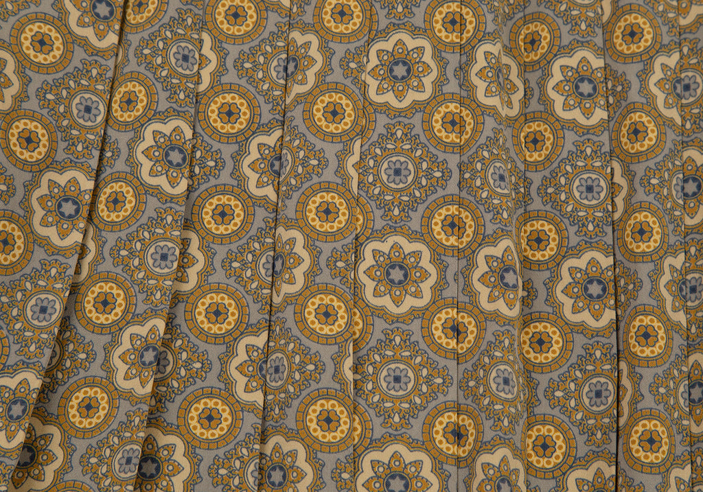 Burberry Khaki/Grey Damask Printed Fly Front Skirt