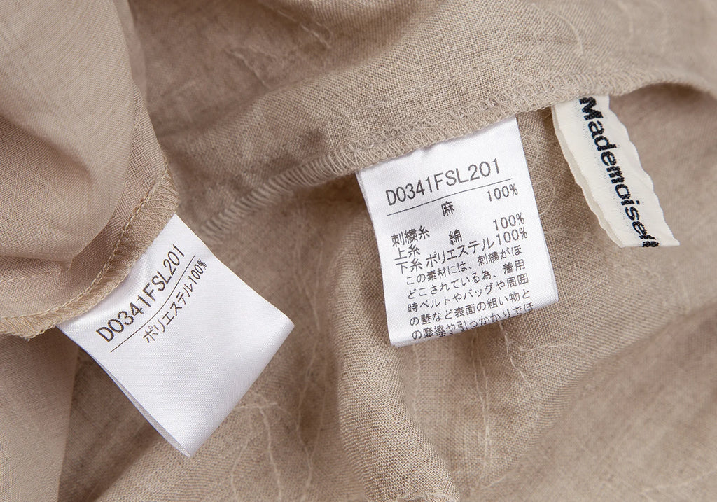 Mademoiselle NON NON JAPAN. Beige Floral Stitch Linen Skirt