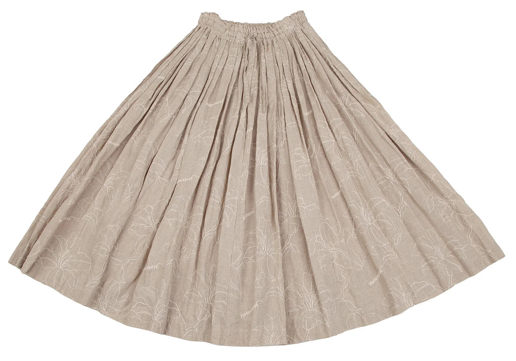 Mademoiselle NON NON JAPAN. Beige Floral Stitch Linen Skirt