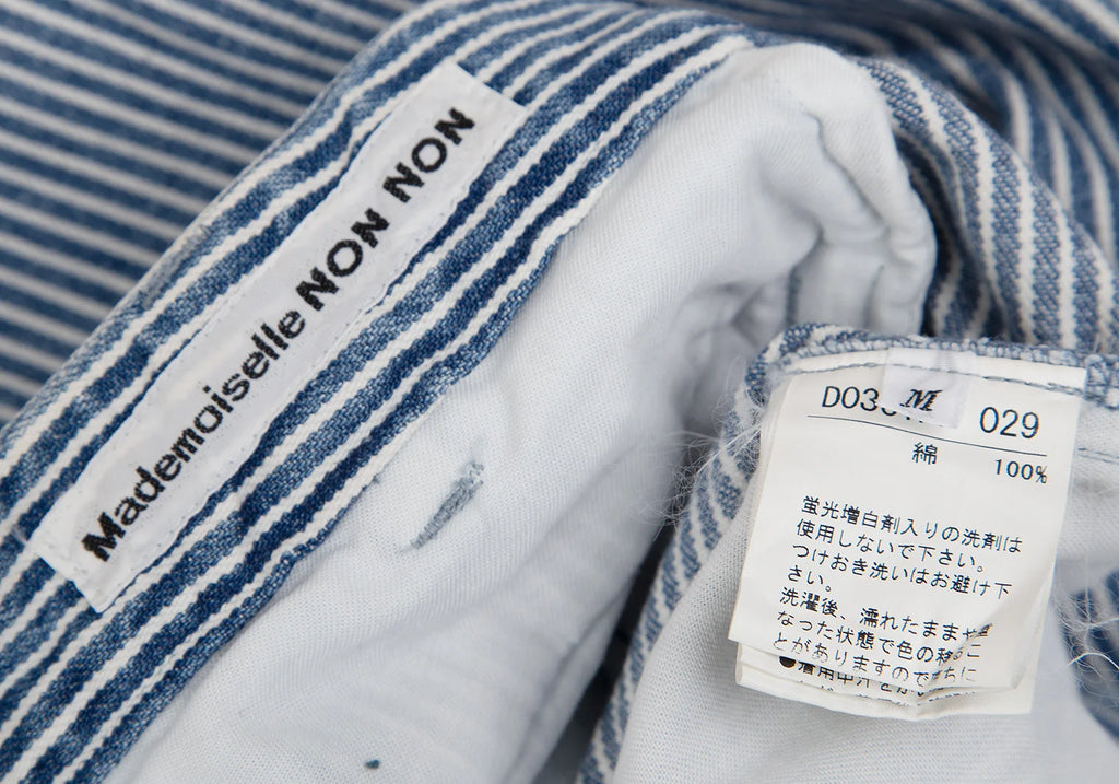 Mademoiselle NON NON JAPAN. Indigo, White Hickory Stripe Jeans