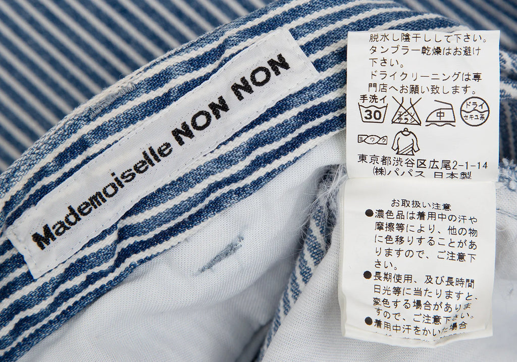 Mademoiselle NON NON JAPAN. Indigo, White Hickory Stripe Jeans