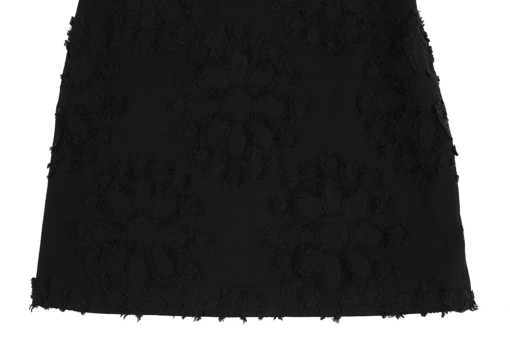 SONIA RYKIEL Paris. Black Wool Cotton Flower Cut Jacquard Skirt