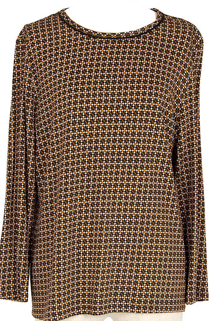 mila schon Black, Mustard, White Grid Geometric Print Stretch Shirt & Skirt Suit, or Separates