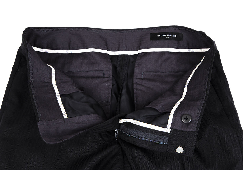 UNITED ARROWS JAPAN. Black Wool Stripe Pants