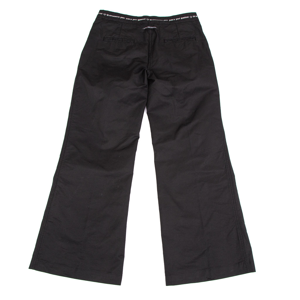 JEAN PAUL GAULTIER PARIS. Black Waist Logo Taping Dyed Wide Pants