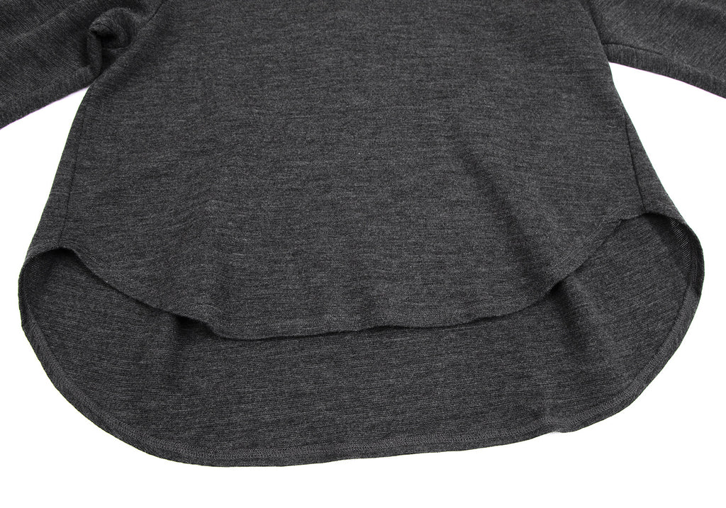 FLORENT Japan. Charcoal Wool Back Zip Raglan Asymmetrical Shirt