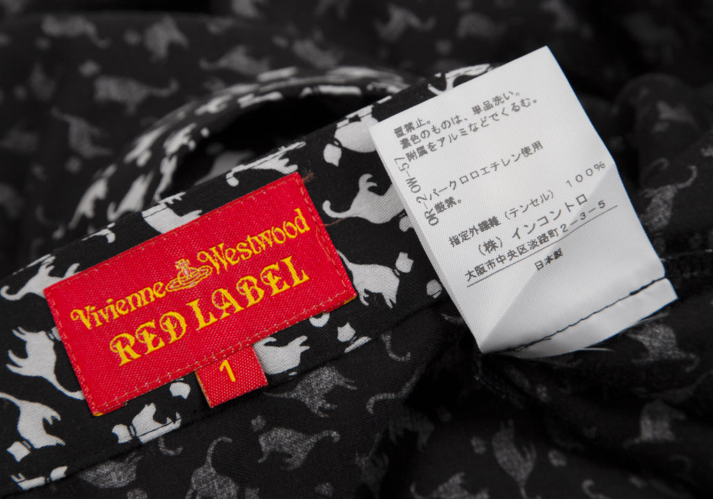 Vivienne Westwood UK. Red Label. Black Tencel Cat Pattern Deformation Skirt